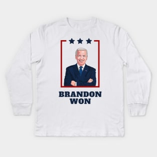 Let's Go Brandon Won Joe Biden Democrat Kids Long Sleeve T-Shirt